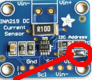 INA219 Address soldered